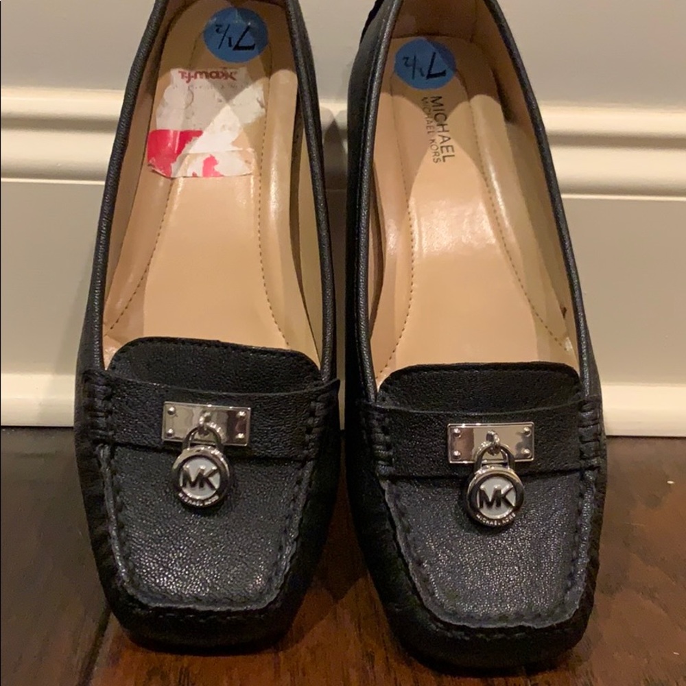 Michael Kors black leather loafers